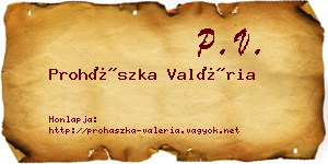 Prohászka Valéria névjegykártya
